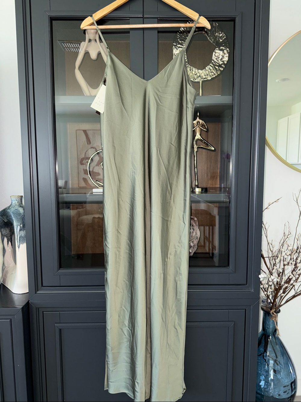 a new day Olive Green Satin Midi Slip Dress - Picture 3 of 7